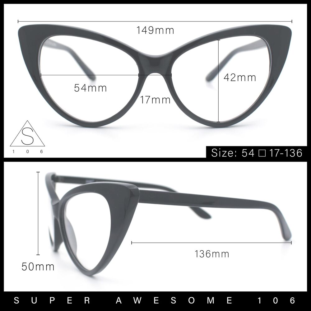8986 Classic Gothic Clear Lens Cat Eye Glasses White - Picture 5 of 8